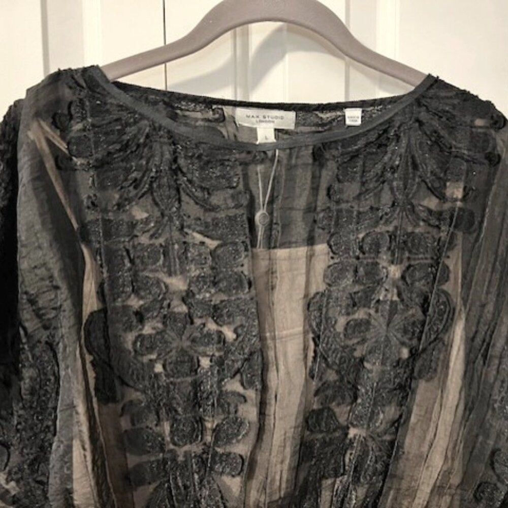 Max Studio Sheer Black Top NWT Size L